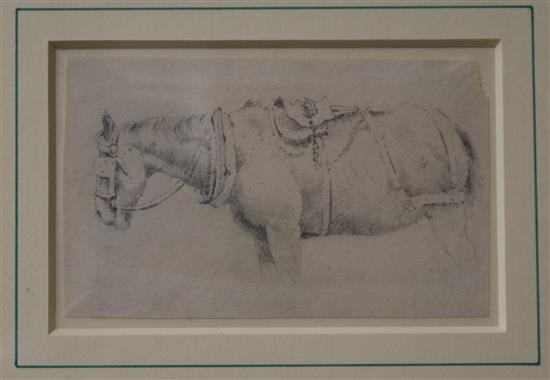 Samuel Prout Study of a horse 2.5 x 4in. and 7.5 x 6.25in.
